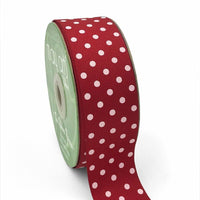 1.5 Inch Grosgrain Printed Dots Ribbon with Woven Edge – DD-5-14D RED/WHITE DOTS