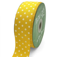1.5 Inch Grosgrain Printed Dots Ribbon with Woven Edge – DD-5-57D YELLOW/WHITE DOTS