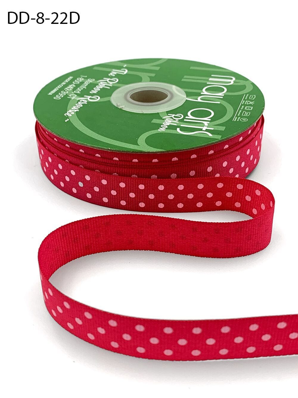 5/8 Inch Grosgrain Printed Dots Ribbon with Woven Edge – DD-8-22D FUCHSIA/WHITE DOTS