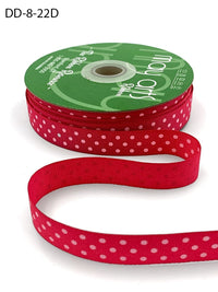 5/8 Inch Grosgrain Printed Dots Ribbon with Woven Edge – DD-8-22D FUCHSIA/WHITE DOTS