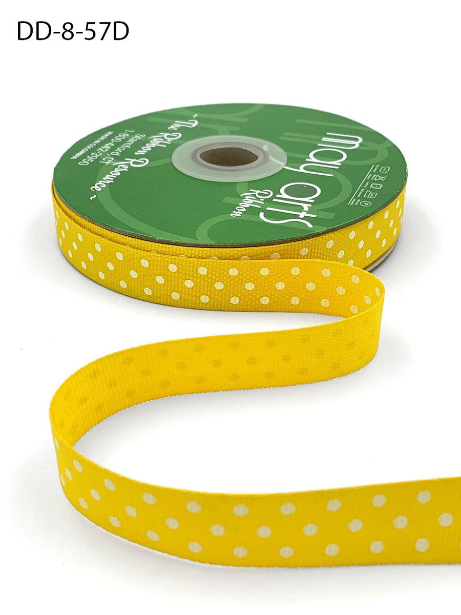 5/8 Inch Grosgrain Printed Dots Ribbon with Woven Edge – DD-8-57D
