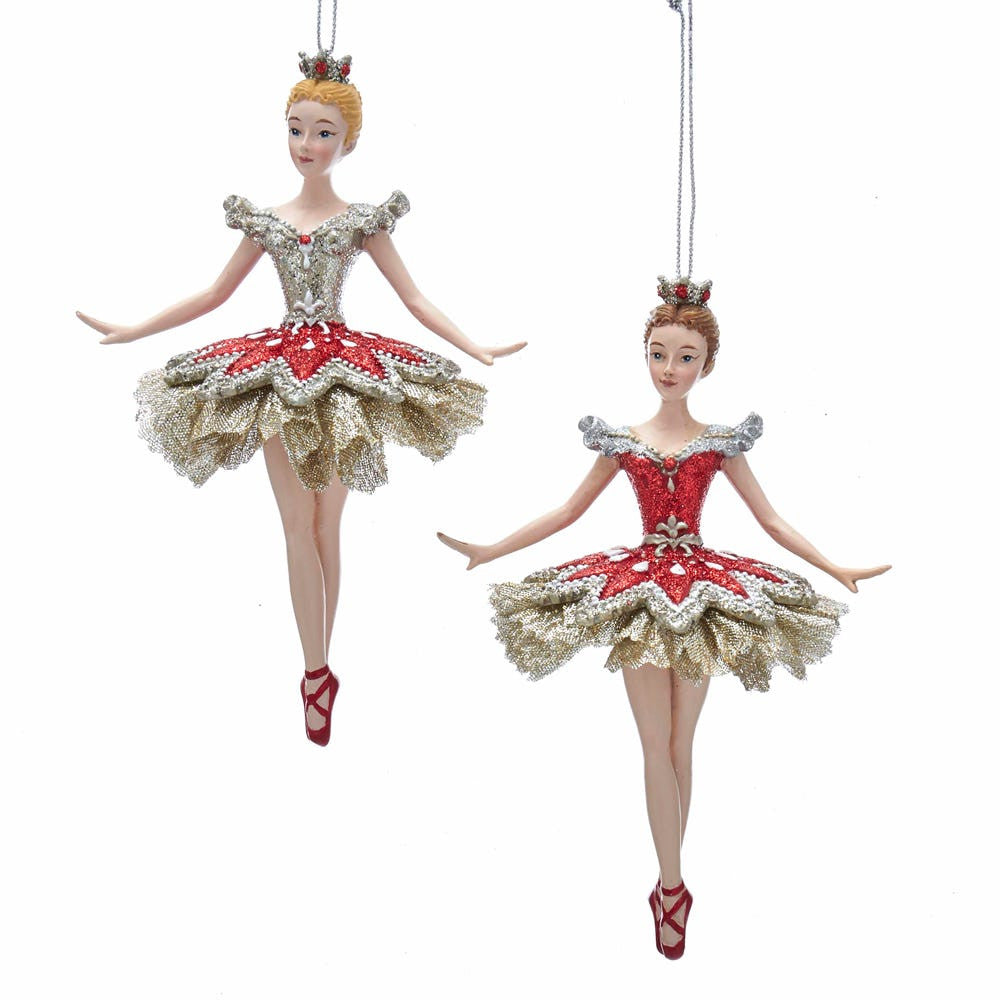 Ruby and Platinum Ballerina Ornaments