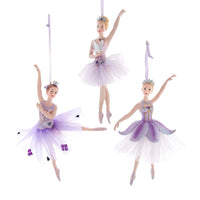 Royal Splendor Purple and Silver Ballerina Ornaments