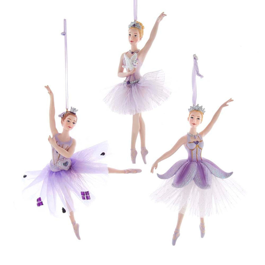 Royal Splendor Purple and Silver Ballerina Ornaments