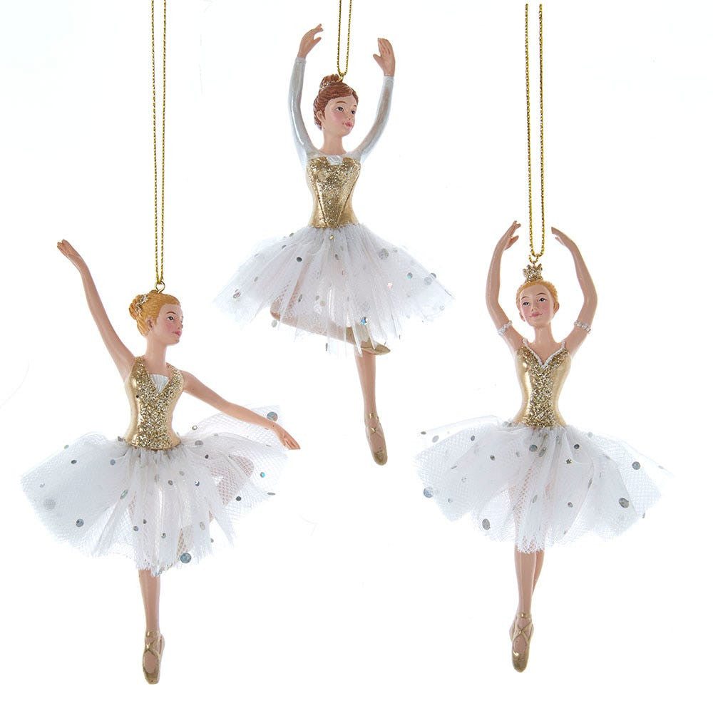 Golden Elegance Ballerina Ornaments