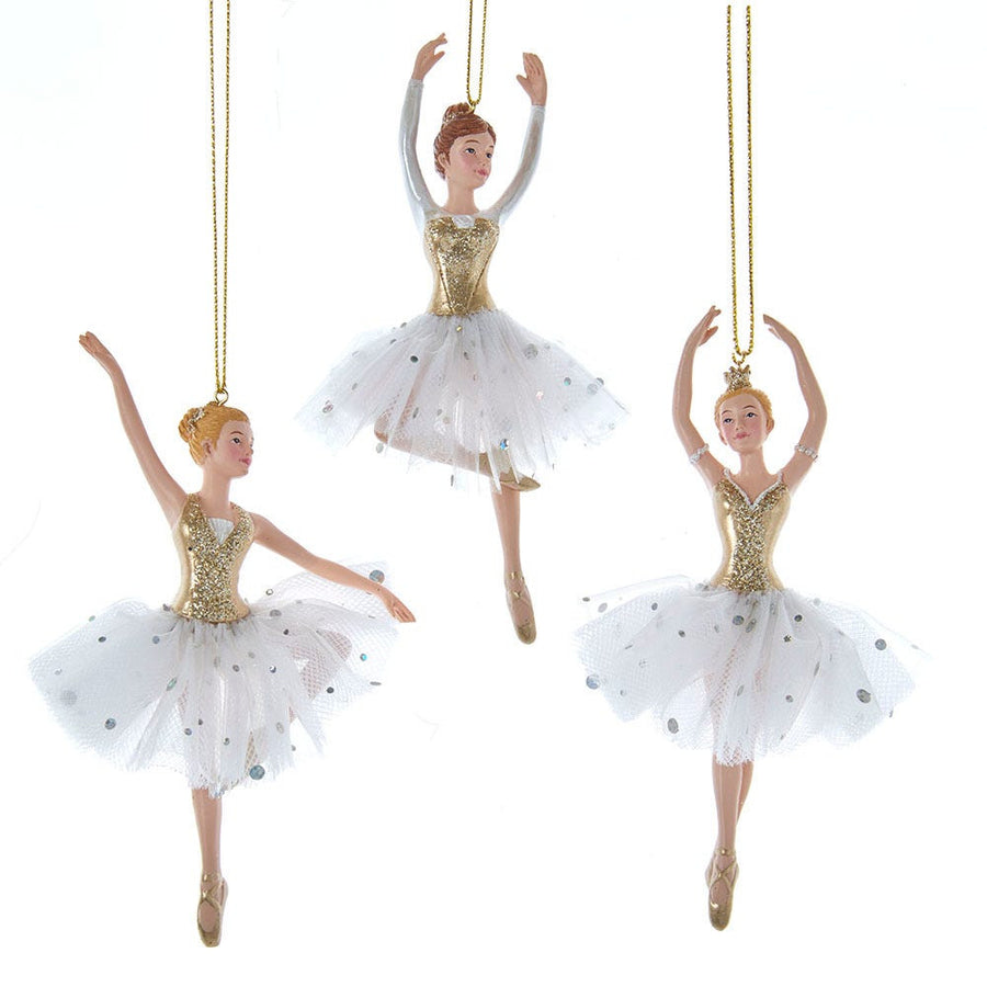Golden Elegance Ballerina Ornaments