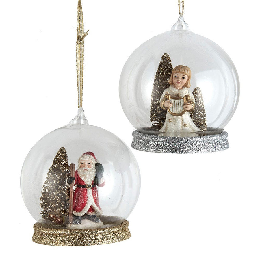 German Glass Ball Santa and Angel Ornaments