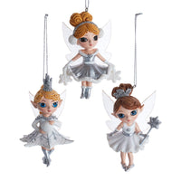 White and Silver Fairy Elves Ornaments
