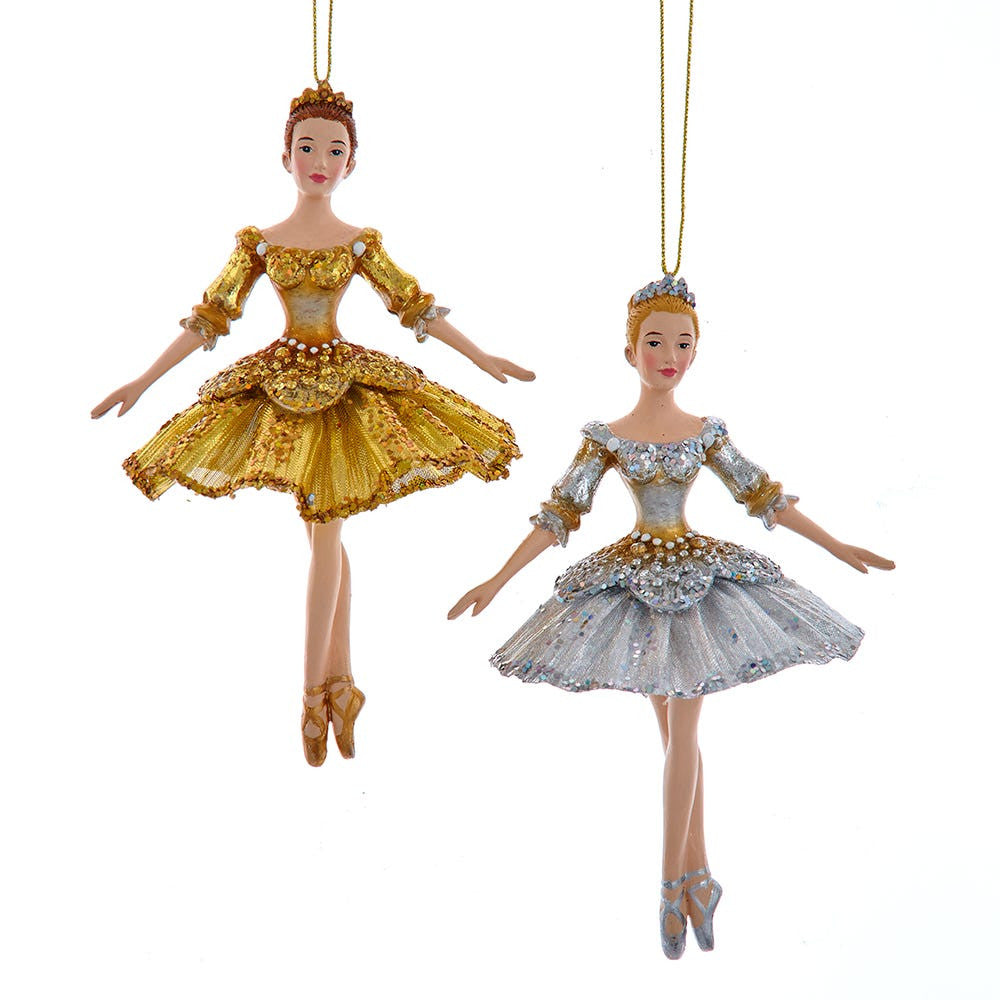 Ombré Gold & Silver Ballerina Ornaments