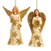 Ivory & Gold Angel With Dove Ornaments