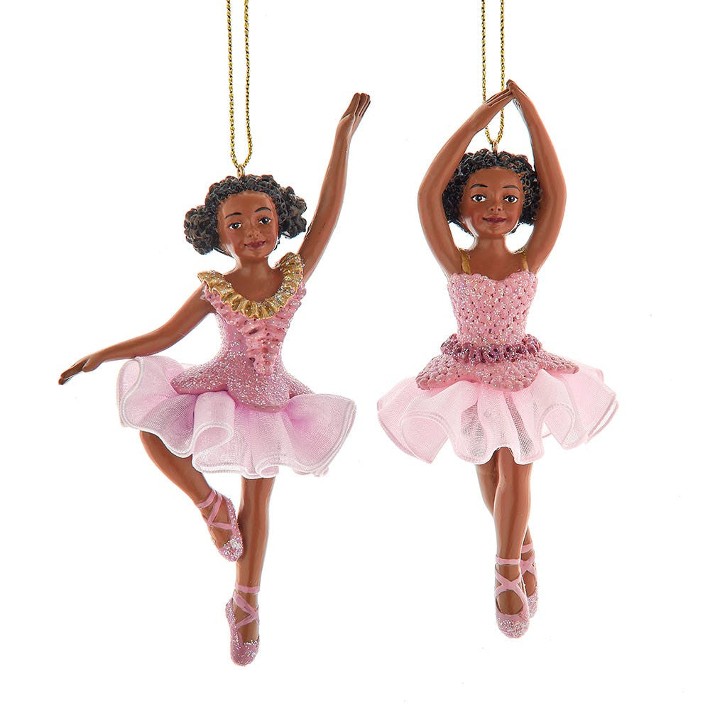 African American Pink Ballet Ornaments