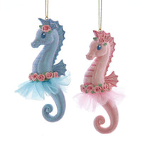 Pink & Blue Ballerina Seahorse Ornaments