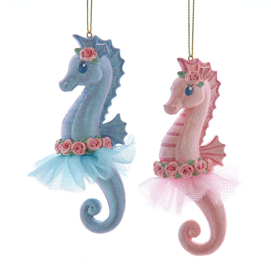Pink & Blue Ballerina Seahorse Ornaments