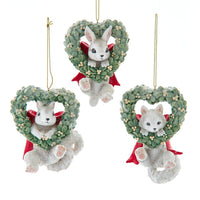 Mistletoe Wreath With Baby Bunny, Fox & Squirrel Ornaments