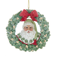 Mistletoe Wreath Santa Ornament