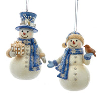 Blue & Platinum Snowman Ornaments