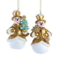Aqua & Gold Snowman Ornaments