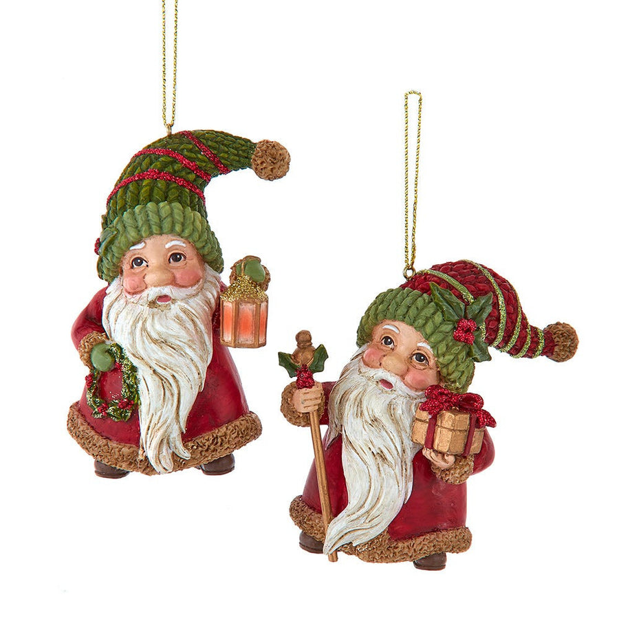 Gnome Santa Wearing Knit Hat Ornaments
