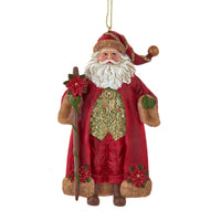 Elegant Red & Olive Green Oversized Santa Ornament