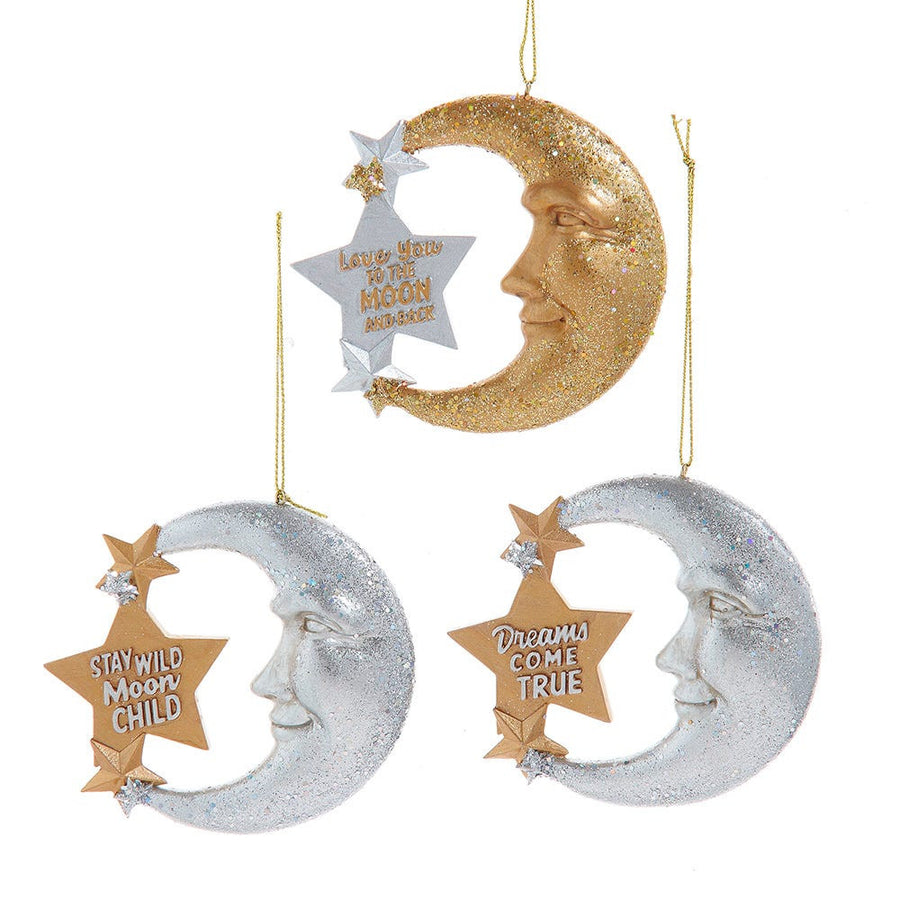 Moon & Star With Sayings Ornaments