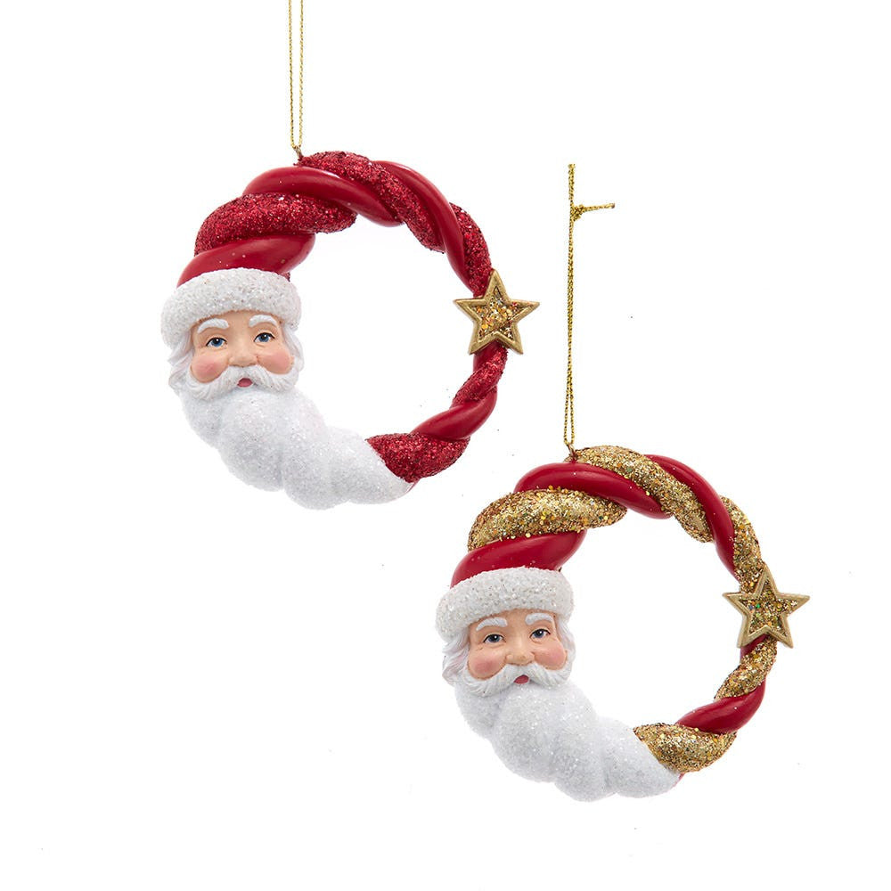 Red & Gold Santa Head Ornaments