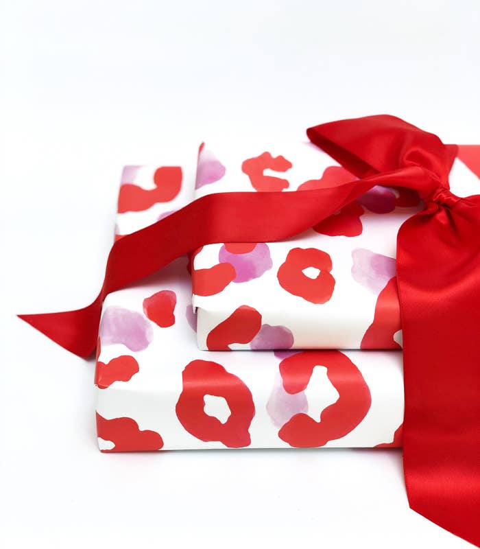 Maxine Red and Pink Leopard Gift Wrap