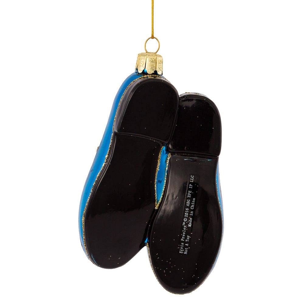 Elvis Presley® Blue Suede Shoes Glass Ornament