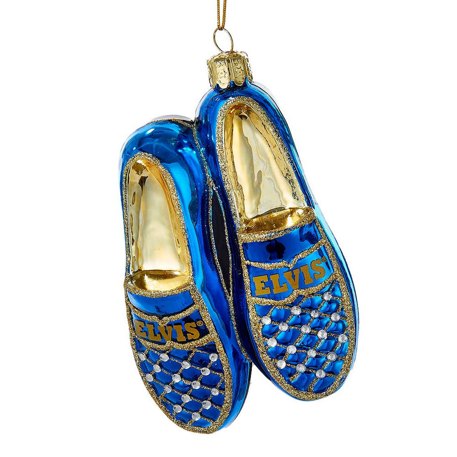 Elvis Presley® Blue Suede Shoes Glass Ornament