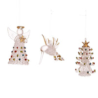 Spun Glass Angel, Tree and Bird Ornaments