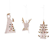 Spun Glass Angel, Tree and Bird Ornaments