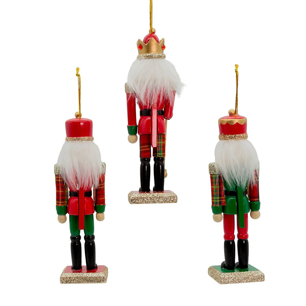 6" Traditional Plaid Nutcracker Ornaments
