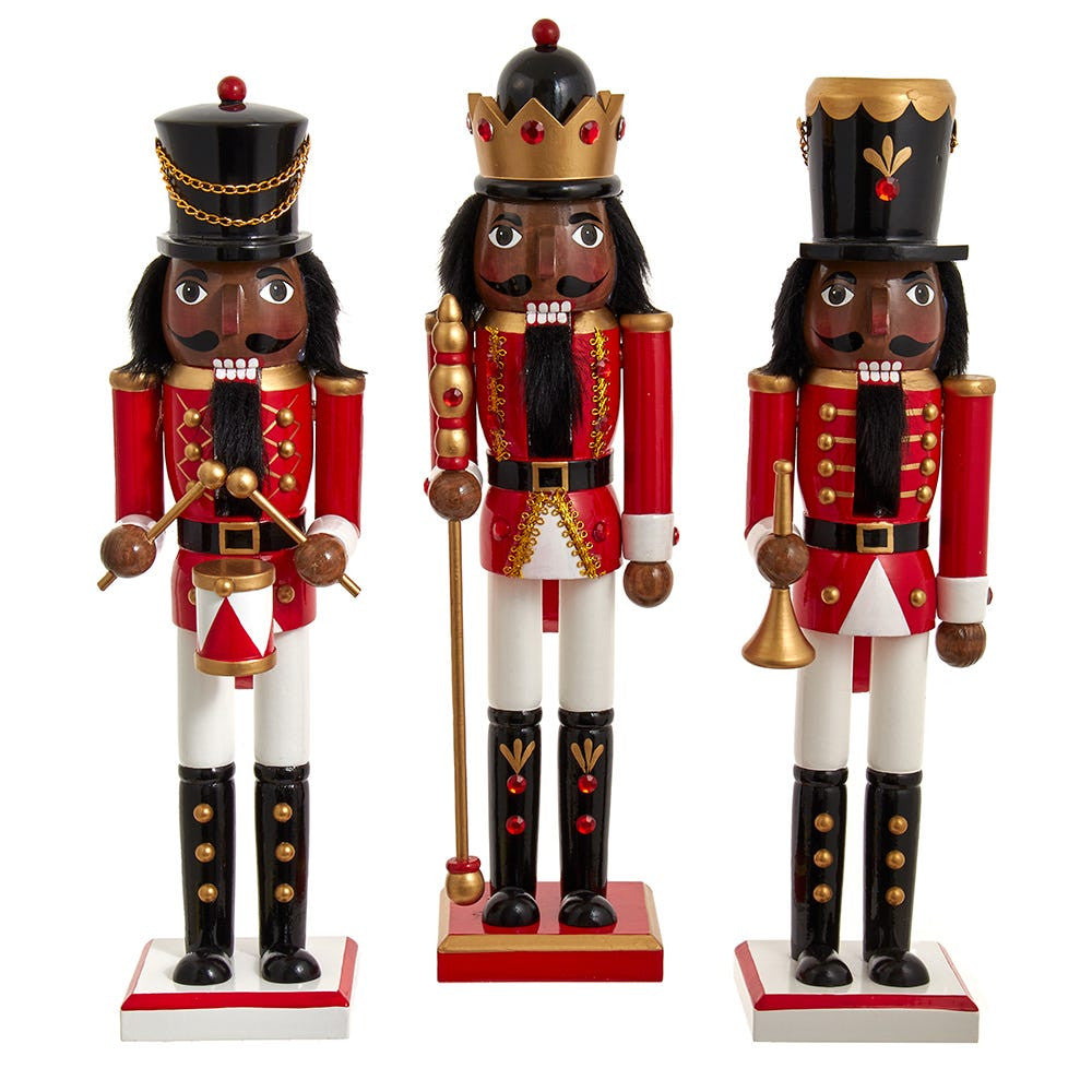 15“ Red, White and Gold African American Nutcrackers