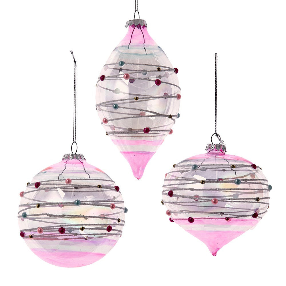 Glass Bubblegum Ball, Drop & Finial Ornaments