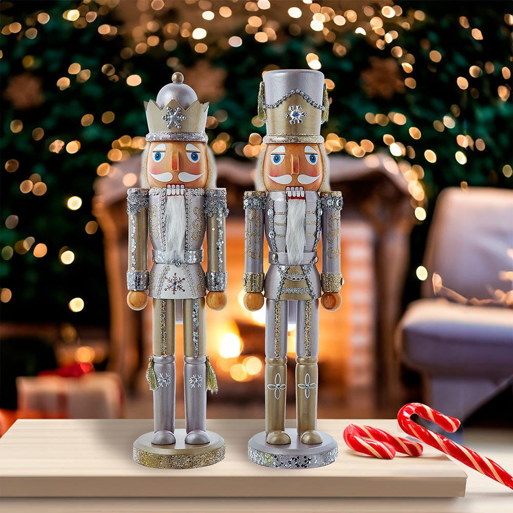 15" Platinum & Silver Nutcrackers
