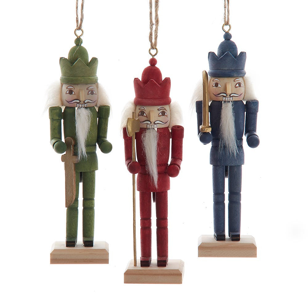 6"Comfort & Joy Red, Green & Blue Nutcracker Ornaments
