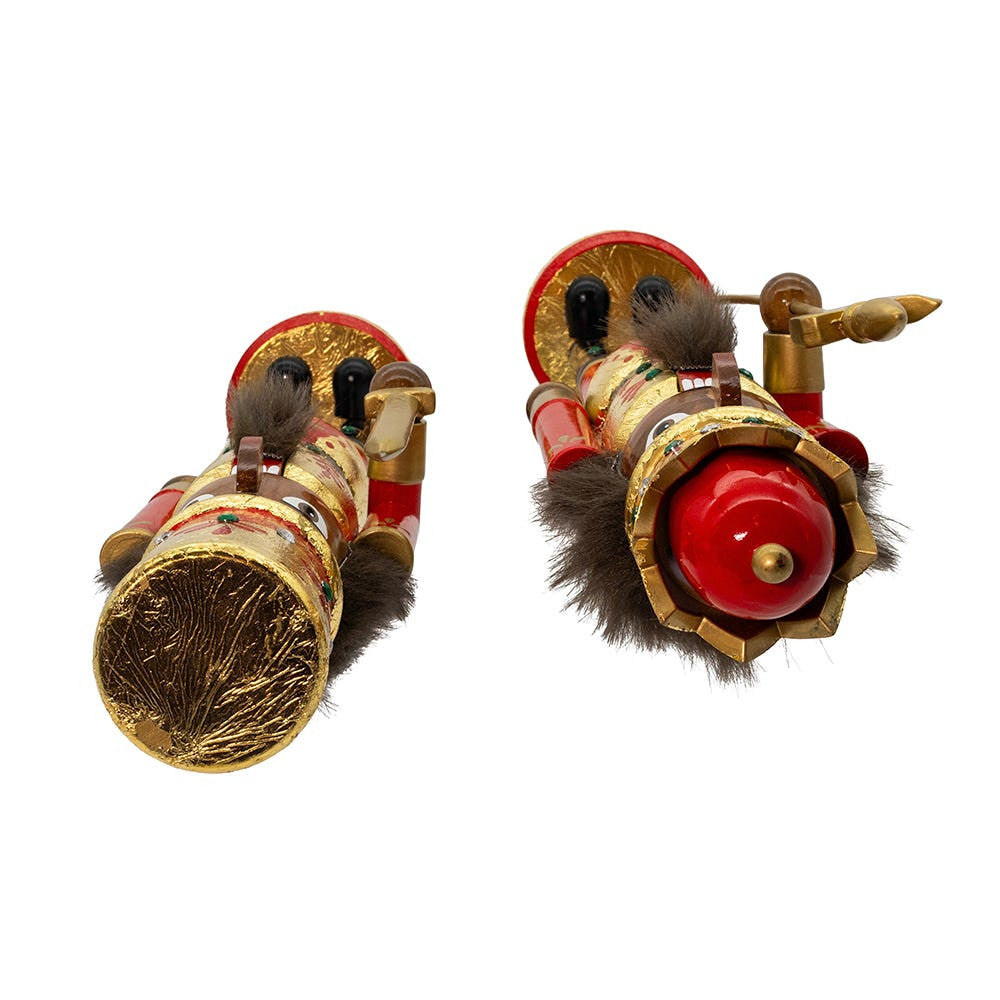 15" Wooden African American Red & Gold Leaf Nutcrackers