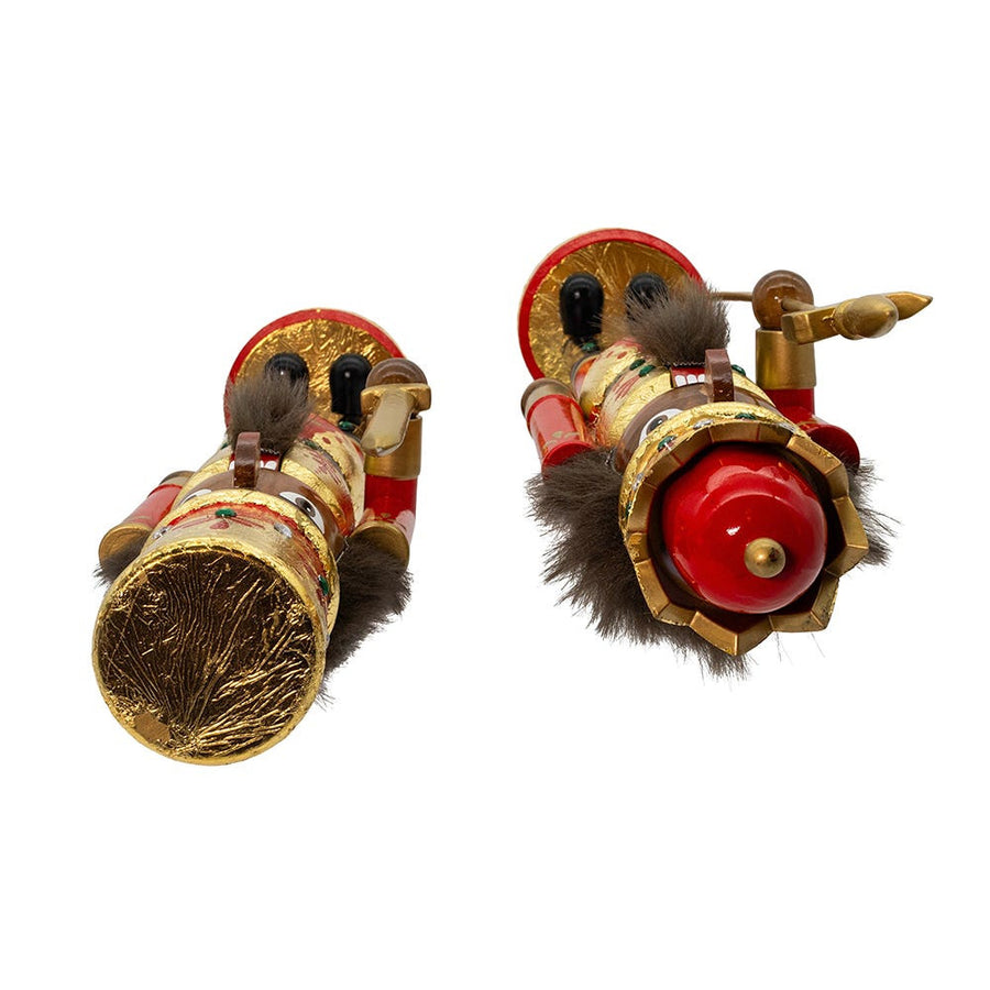 15" Wooden African American Red & Gold Leaf Nutcrackers