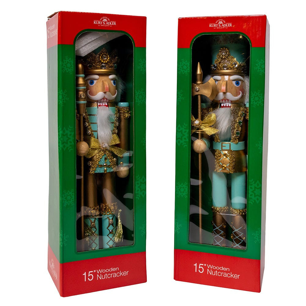 11" Aqua & Gold Nutcrackers