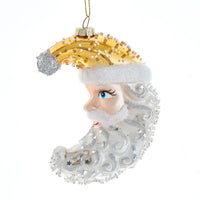 Glass Celestial Moon Santa Ornament