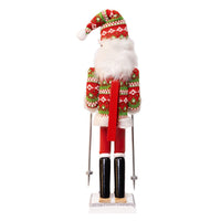 15“ Ski Santa With Christmas Sweater Nutcracker