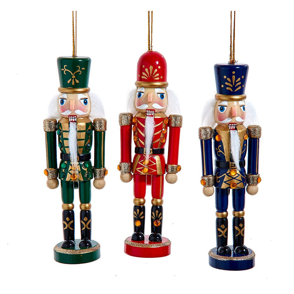 6" Red, Blue & Green Nutcracker Ornaments