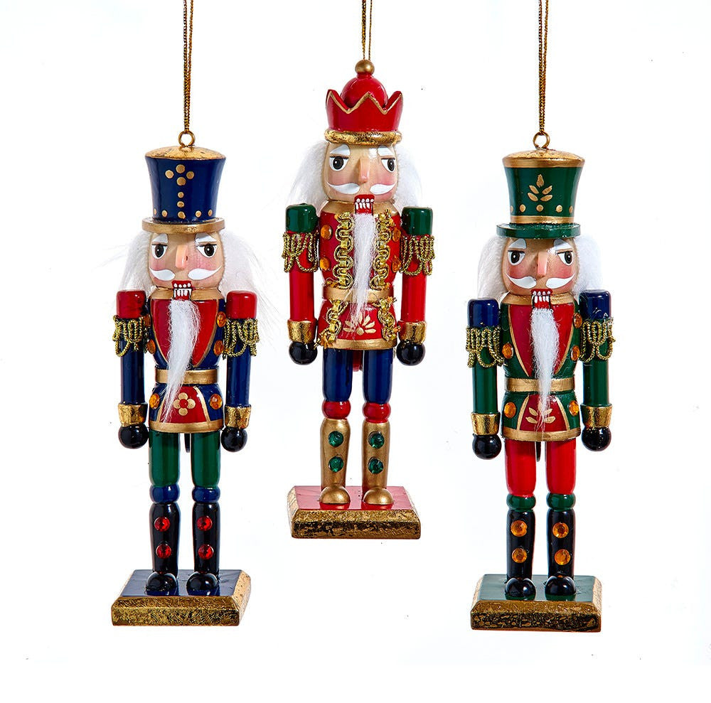 6" Gold, Red & Blue Nutcracker Ornaments