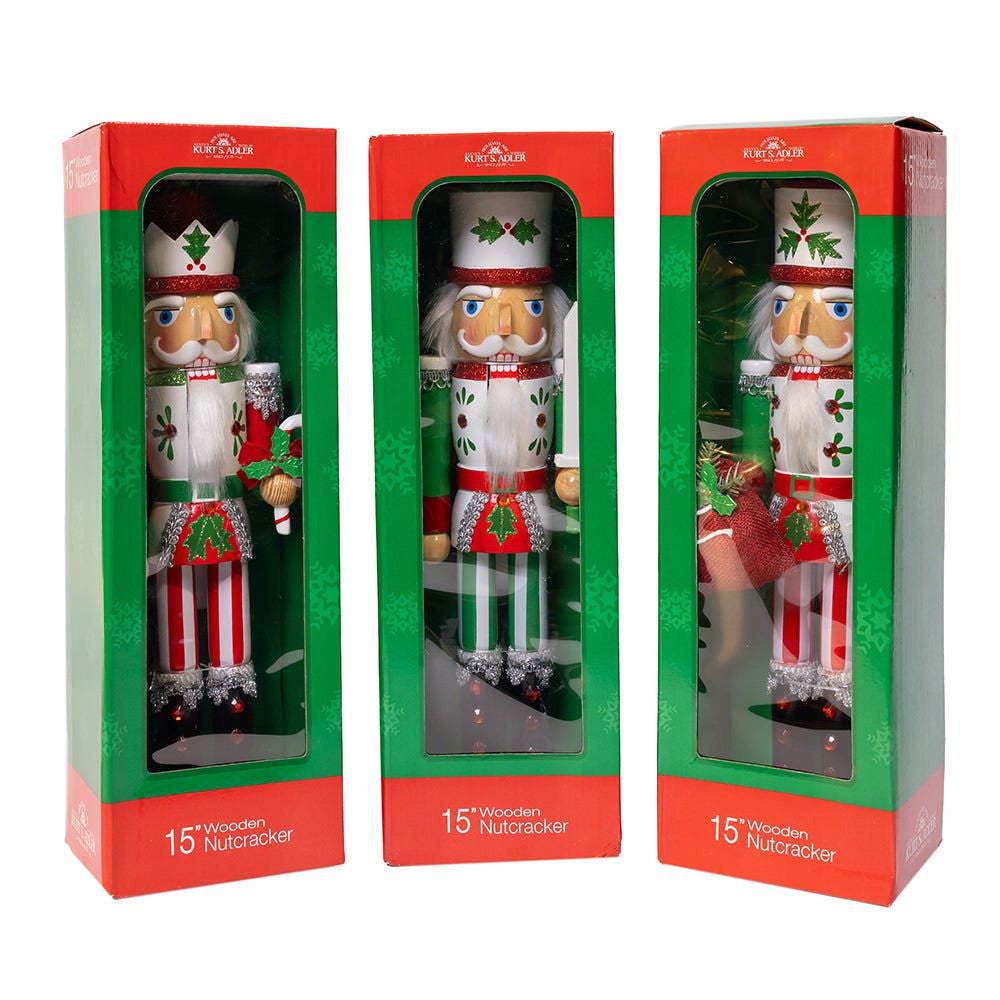 15" Jolly Red & Green Nutcrackers