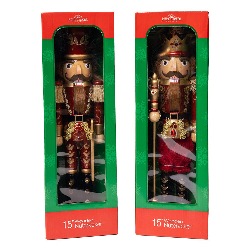 15“ Gold & Burgundy Nutcrackers
