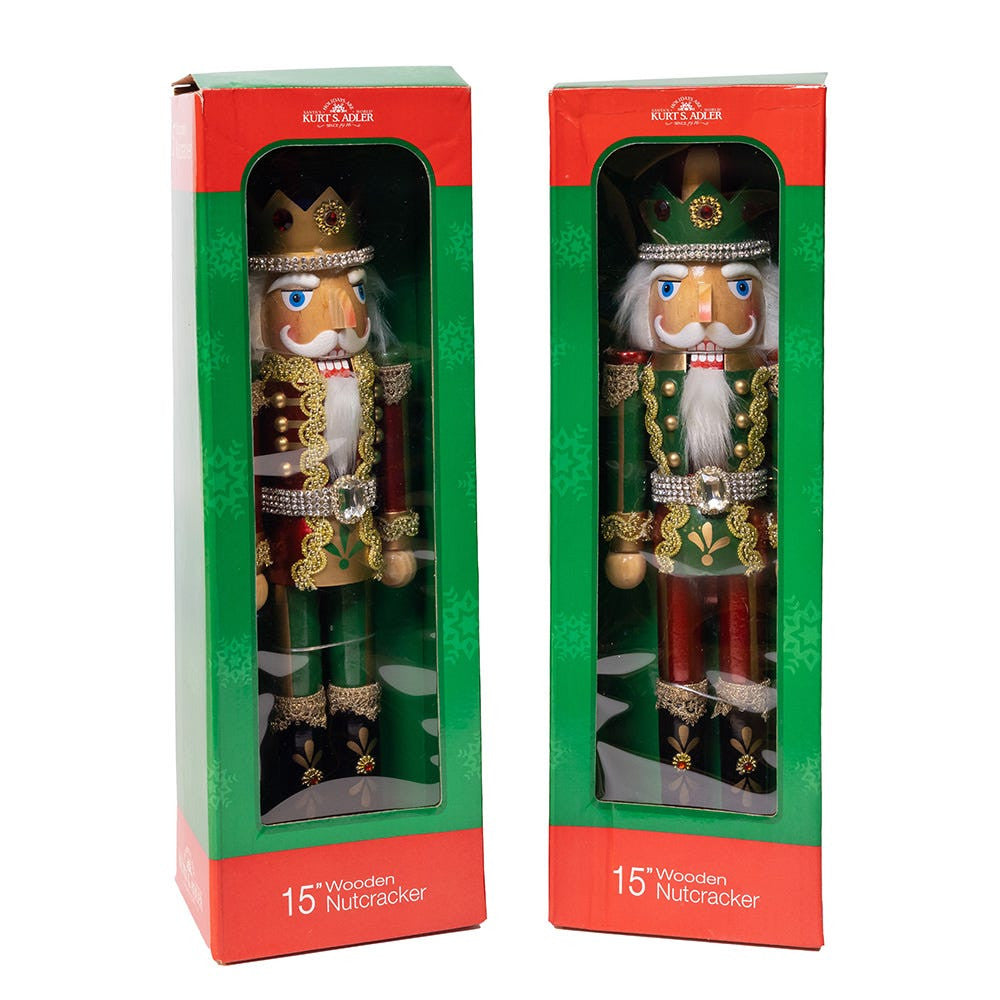 15" Red & Green King Nutcrackers