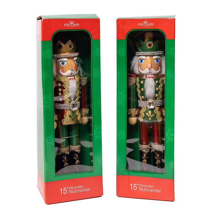 15" Red & Green King Nutcrackers