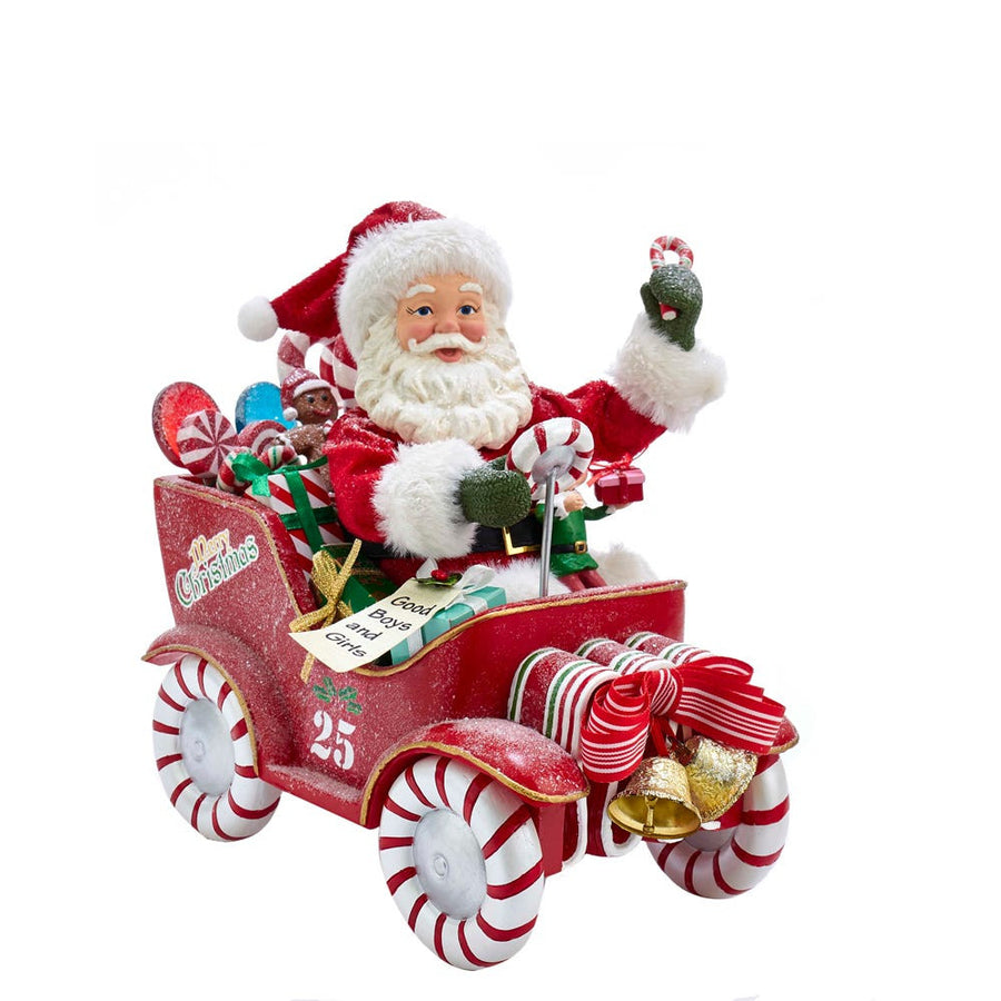 8.5" Fabriché™ Musical Santa In Candy Car