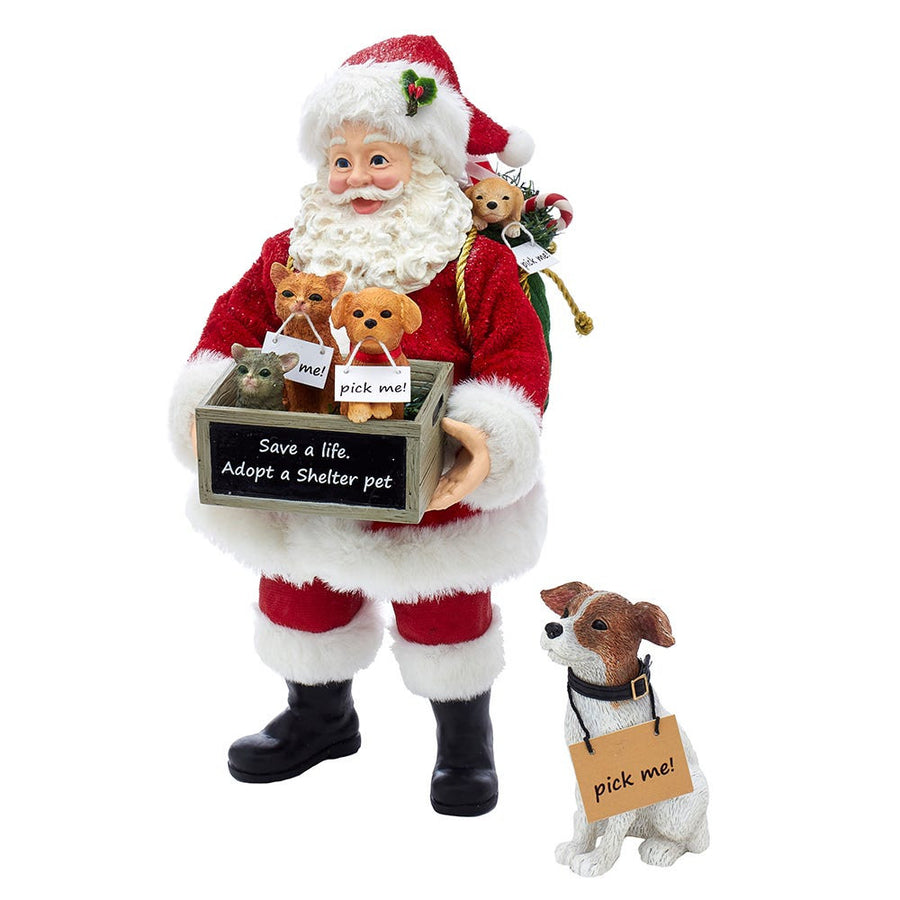 10.5" Fabriché™ Adopt-A-Pet Santa With Dog