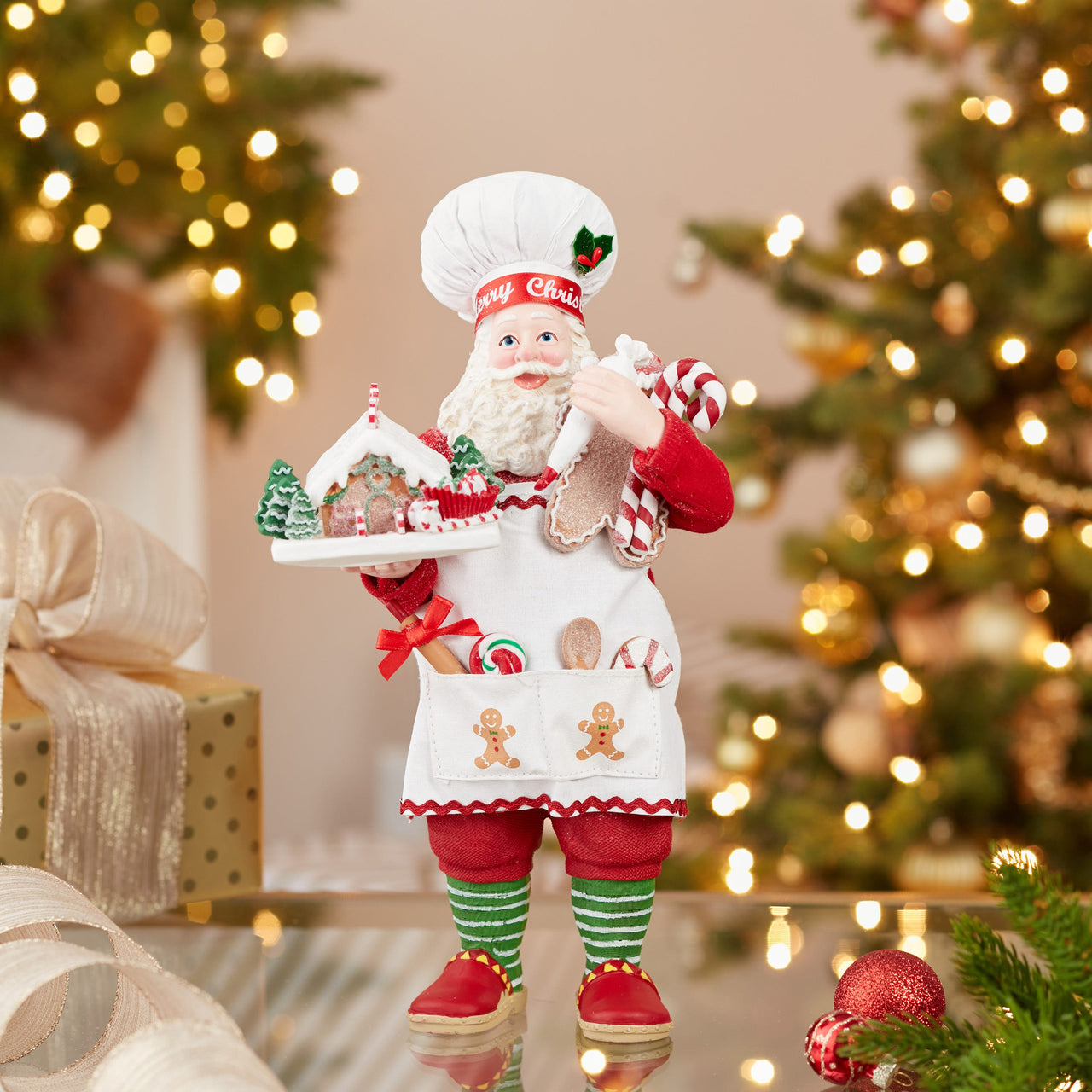 10.5" Fabriché™ Gingerbread Chef Santa