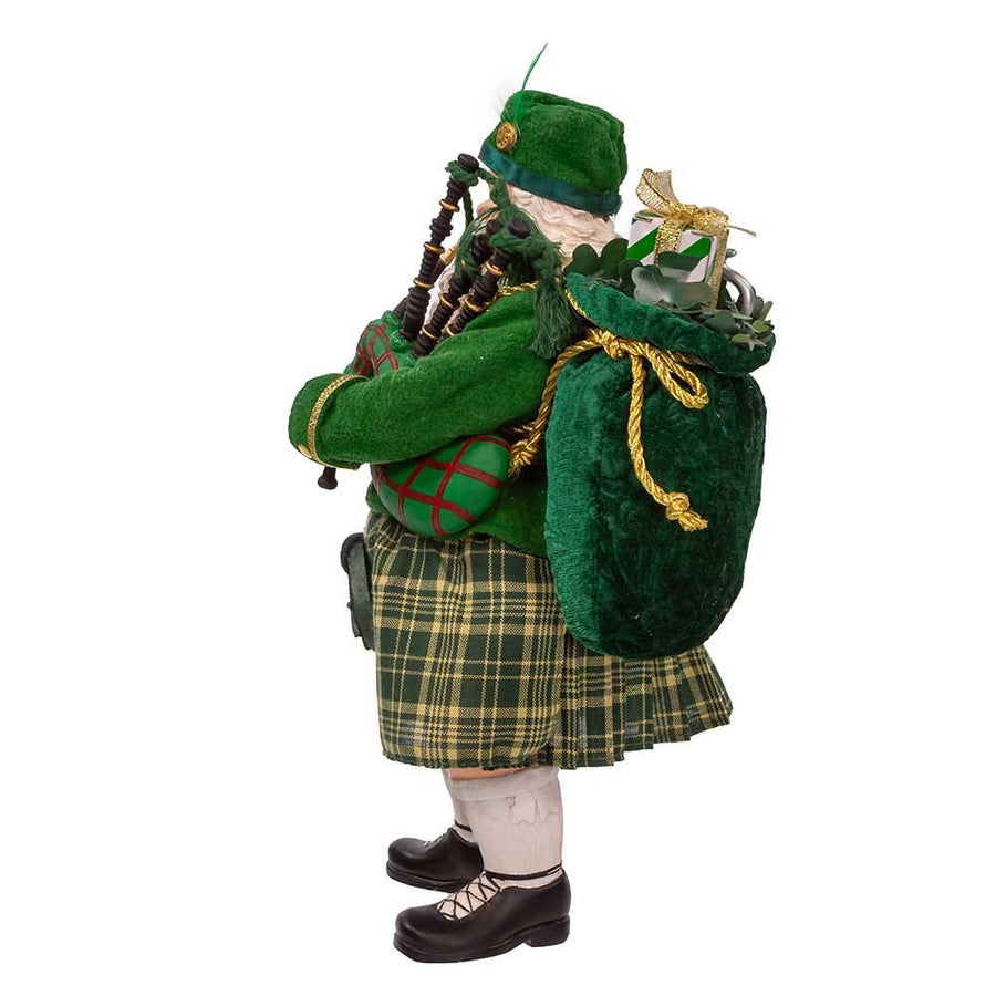10.5" Fabriché™ Musical Irish Bagpiper Santa